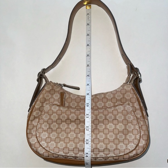 VTG Nine West shoulder bag purse brown tan cream fabric design Y2K inner pockets - Picture 7 of 10